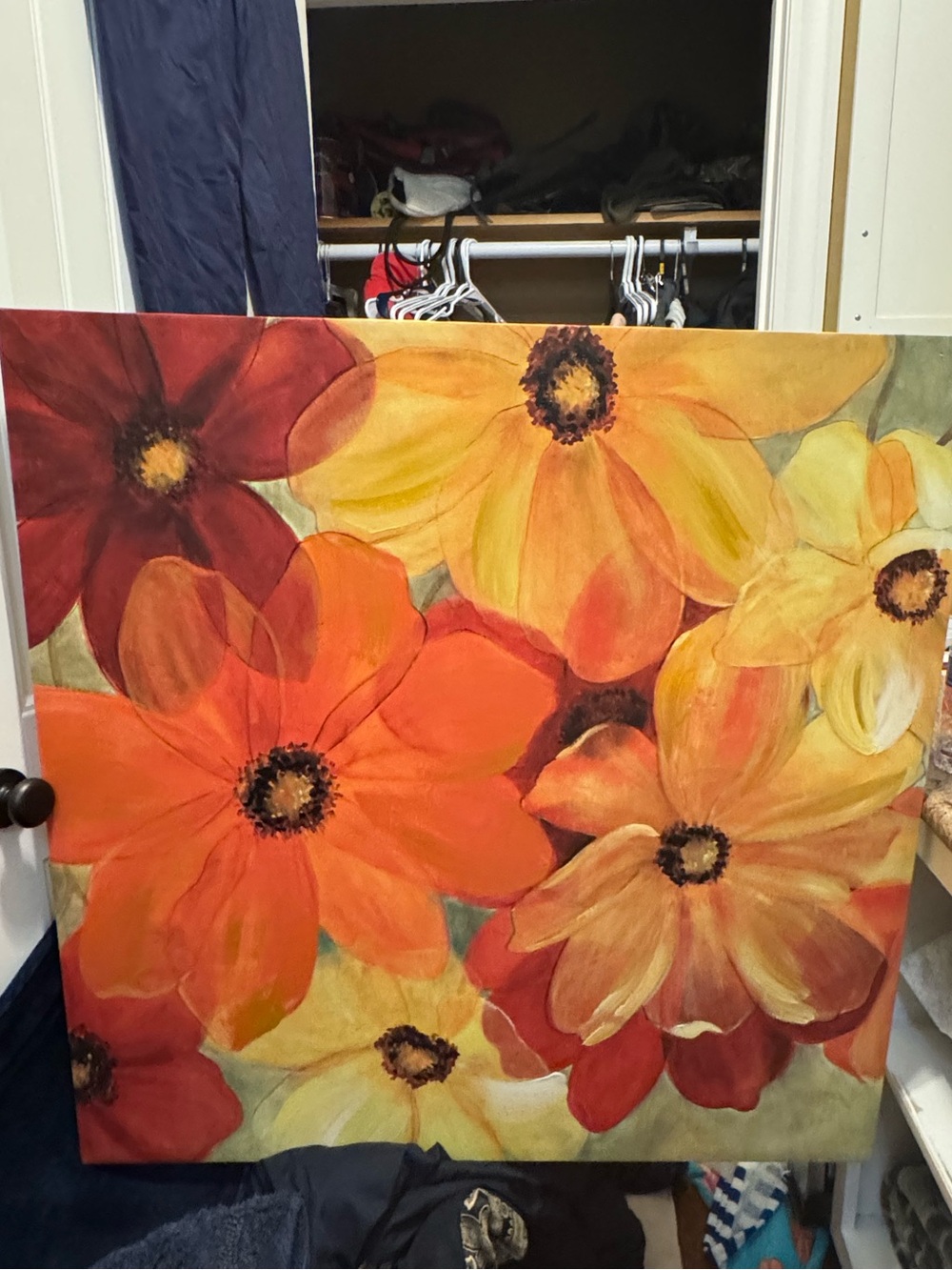 Vibrant Orange & Yellow Floral Canvas Wall Art